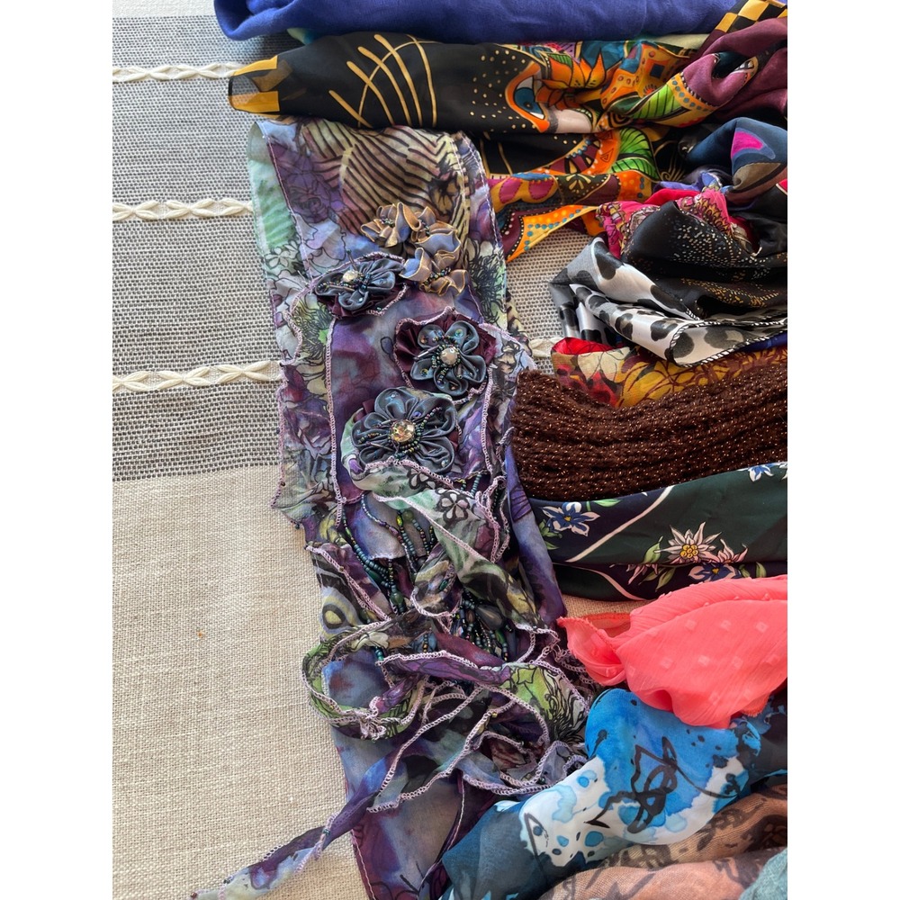 Assorted Womens Scarf Lot Pashmina Silk Velvet Burnout Floral Chiffon Bundle 43 - Picture 3 of 15